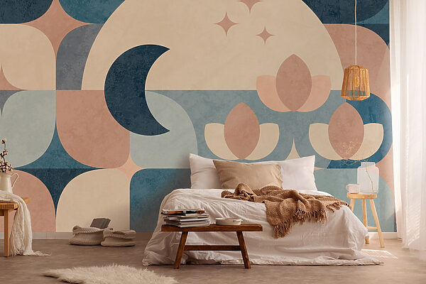 Wall murals Wall murals Blue and pink geometric design (SKU: w03723)