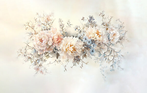 Painting of flowers on a white surface Painting of flowers on a white surface