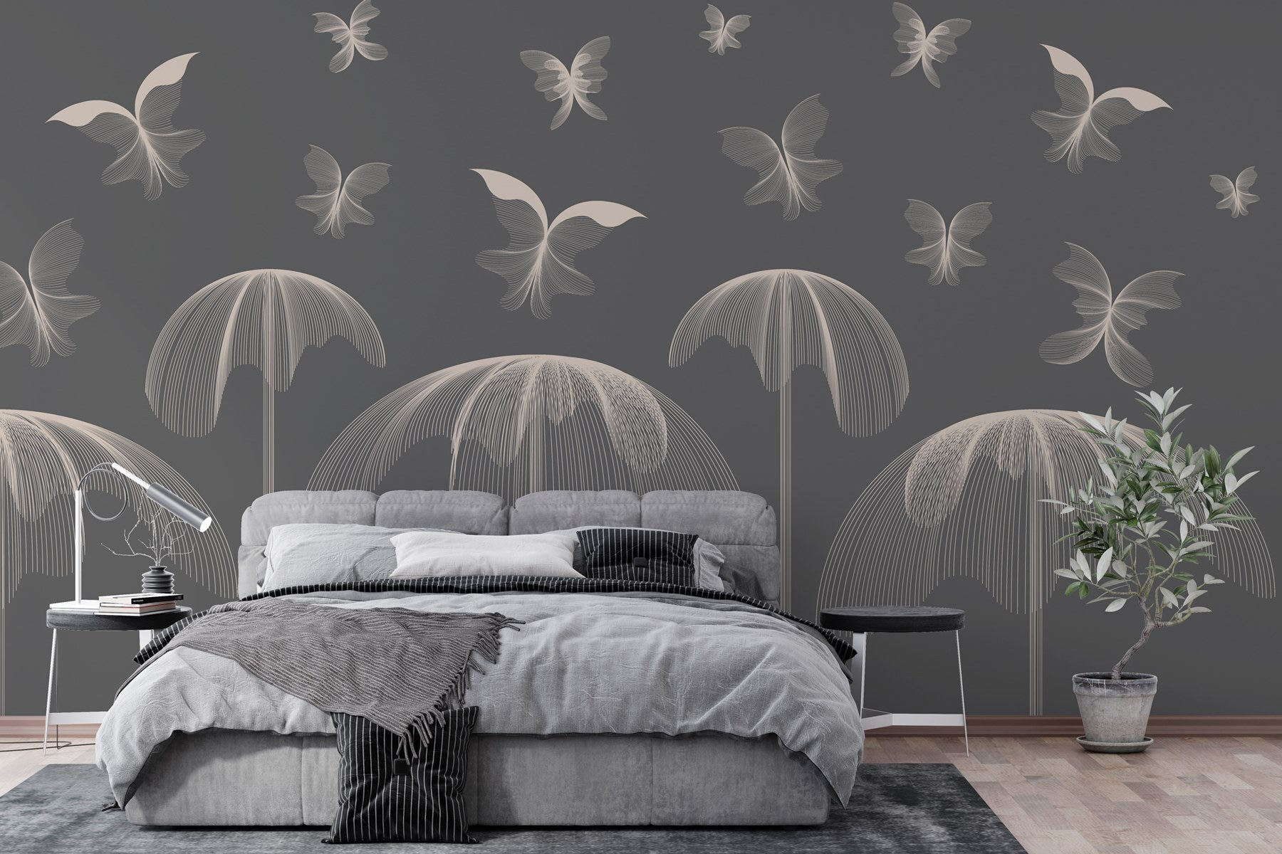 Butterflies and butterflies flying in the sky