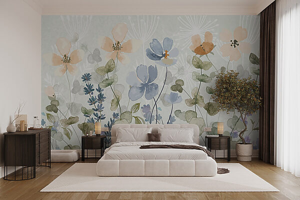 Painting of flowers and leaves Painting of flowers and leaves