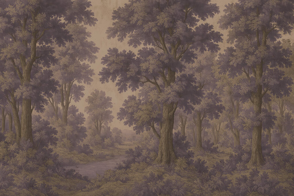 Painting of trees and a river Painting of trees and a river