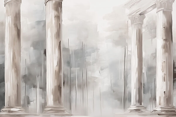 Painting of a building with columns Painting of a building with columns