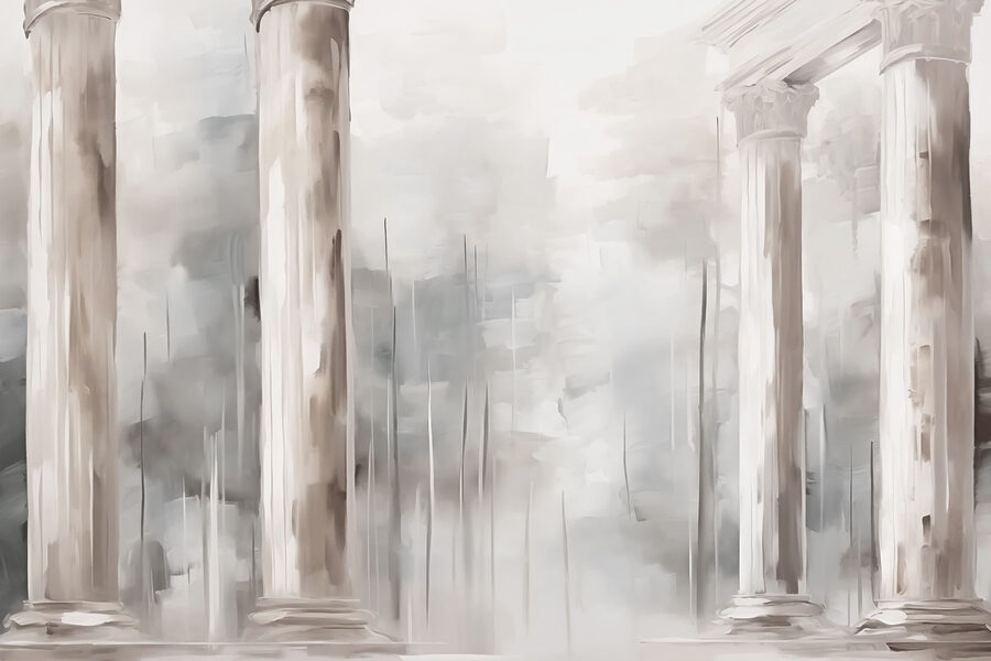 Wall murals Painting of a building with columns - Image 3
