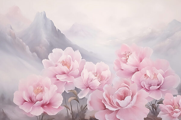 Painting of pink flowers Painting of pink flowers