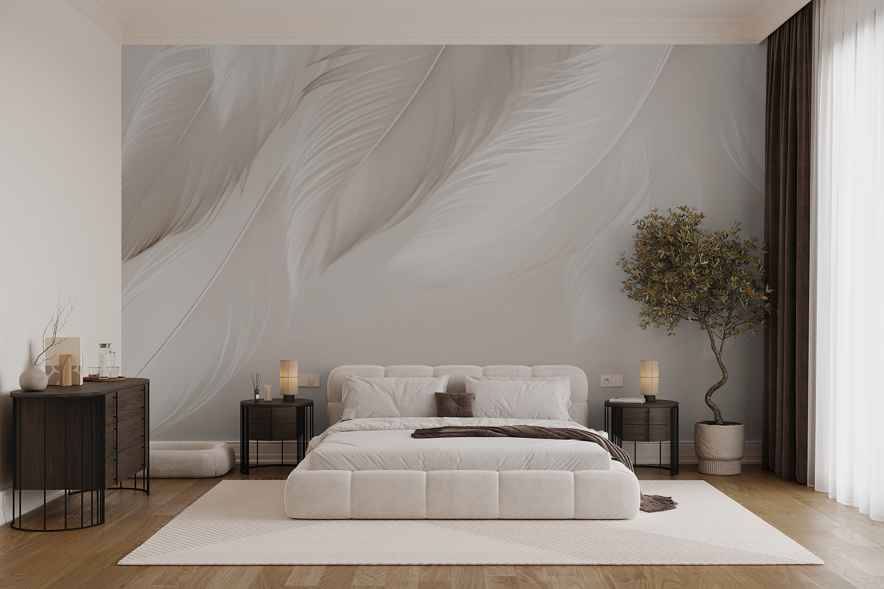 Delicate feathers on soft backdrop