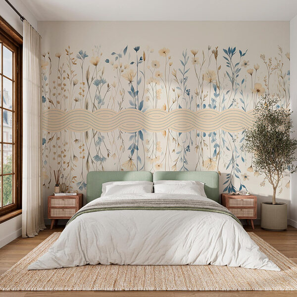 Floral pattern with blue and white flowers Floral pattern with blue and white flowers