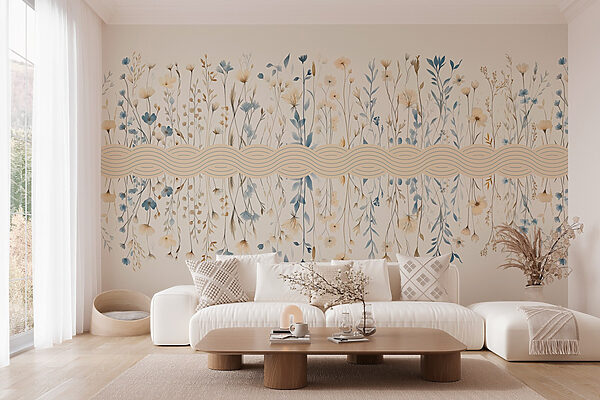 Floral pattern with blue and white flowers Floral pattern with blue and white flowers