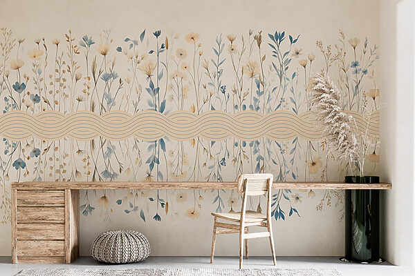 Floral pattern with blue and white flowers Floral pattern with blue and white flowers