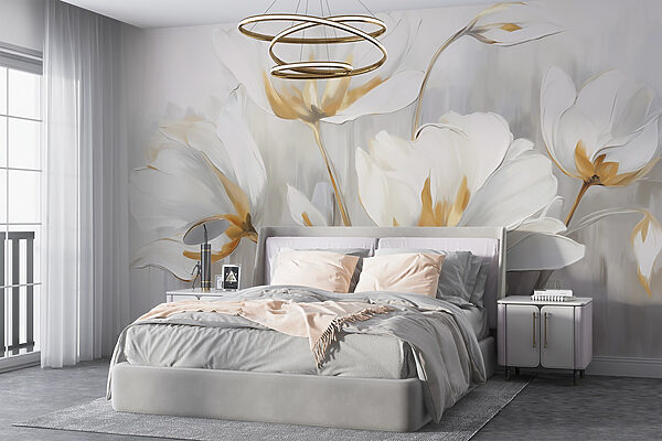 Painting of white flowers Painting of white flowers