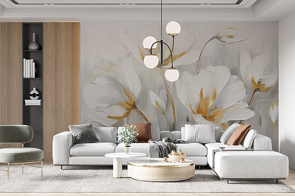 Painting of white flowers Painting of white flowers