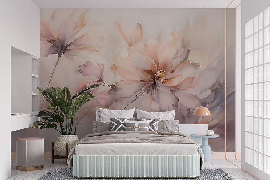 Painting of flowers on a white background