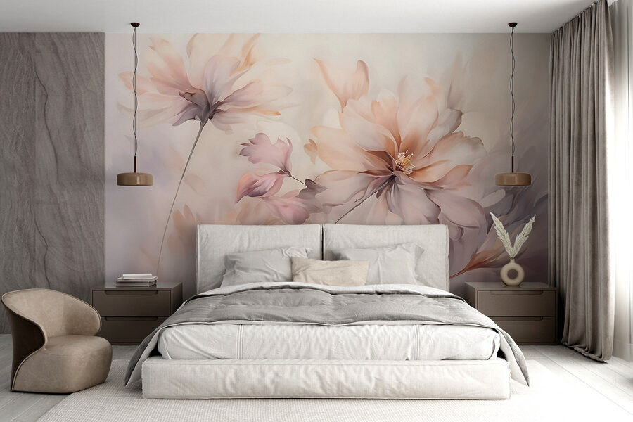 Painting of flowers on a white background