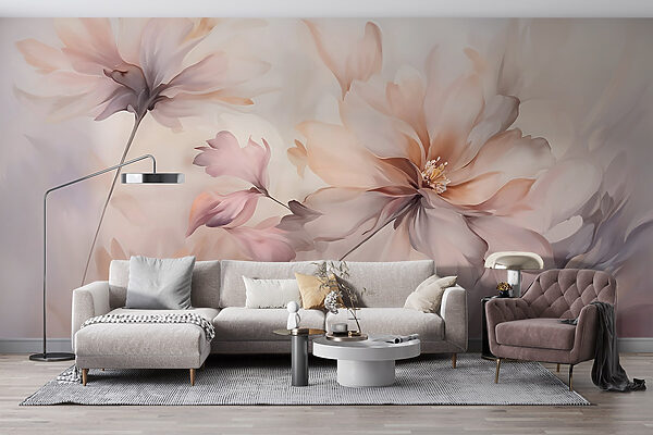 Painting of flowers on a white background Painting of flowers on a white background