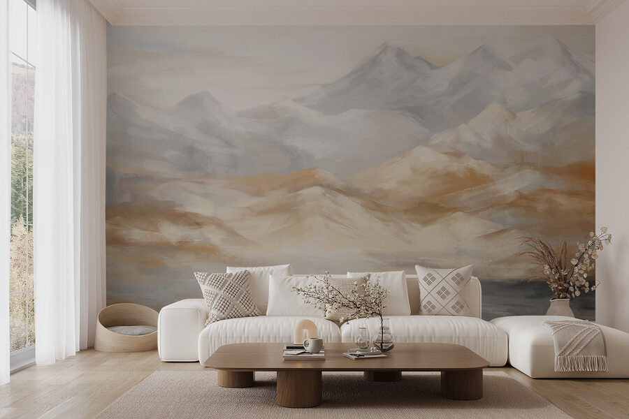 Painting of mountains and water