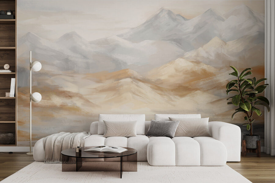 Painting of mountains and water