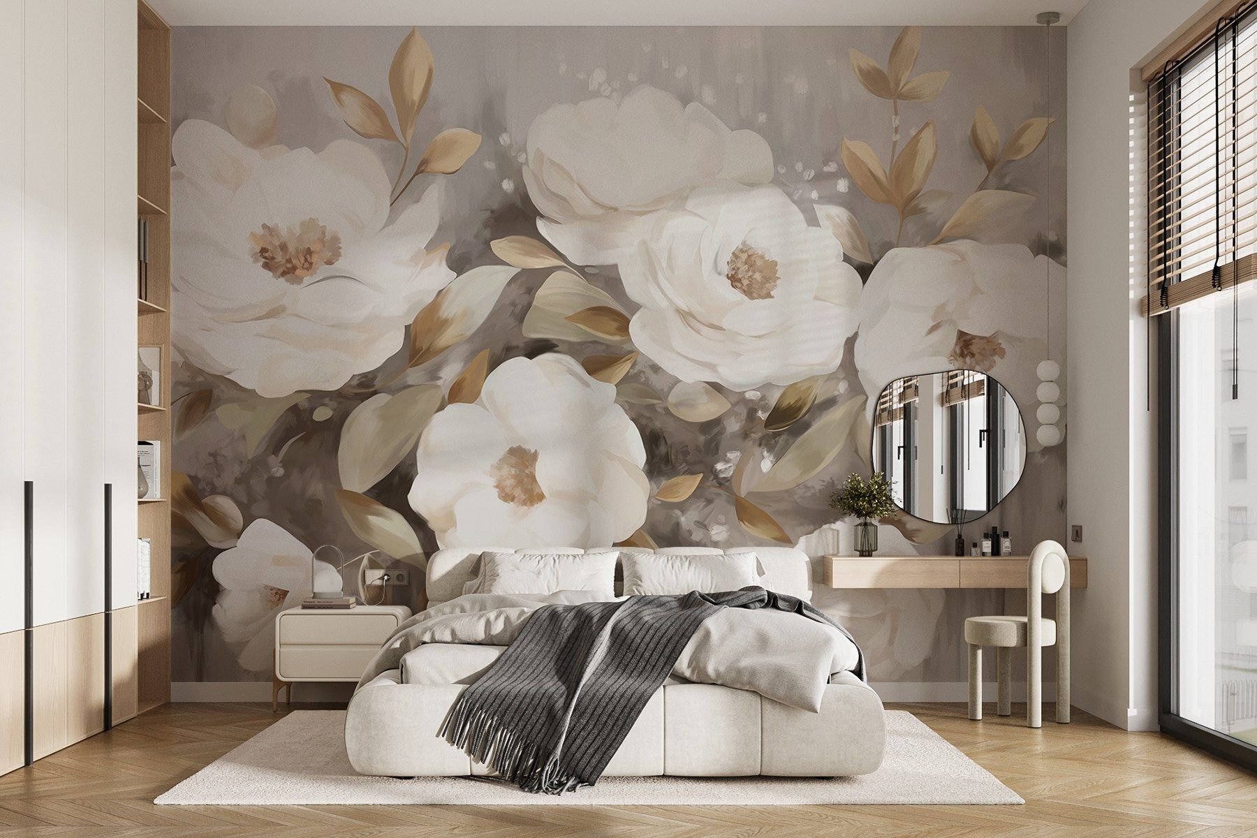 Painting of white flowers and leaves