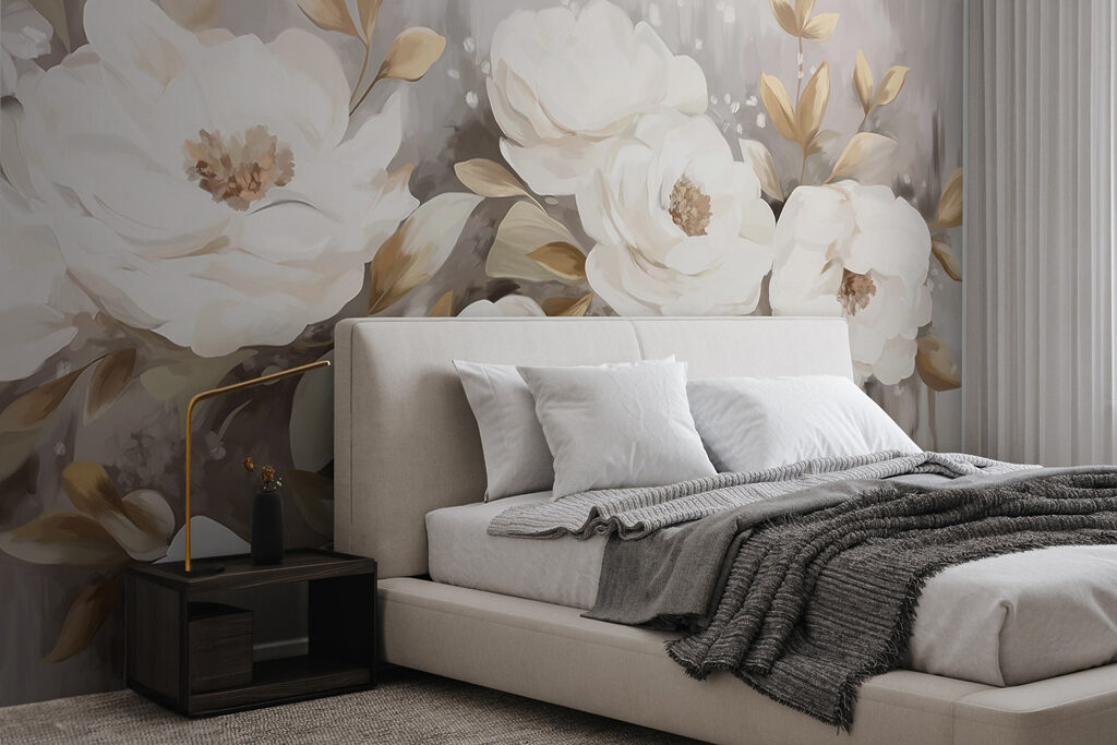 Painting of white flowers and leaves