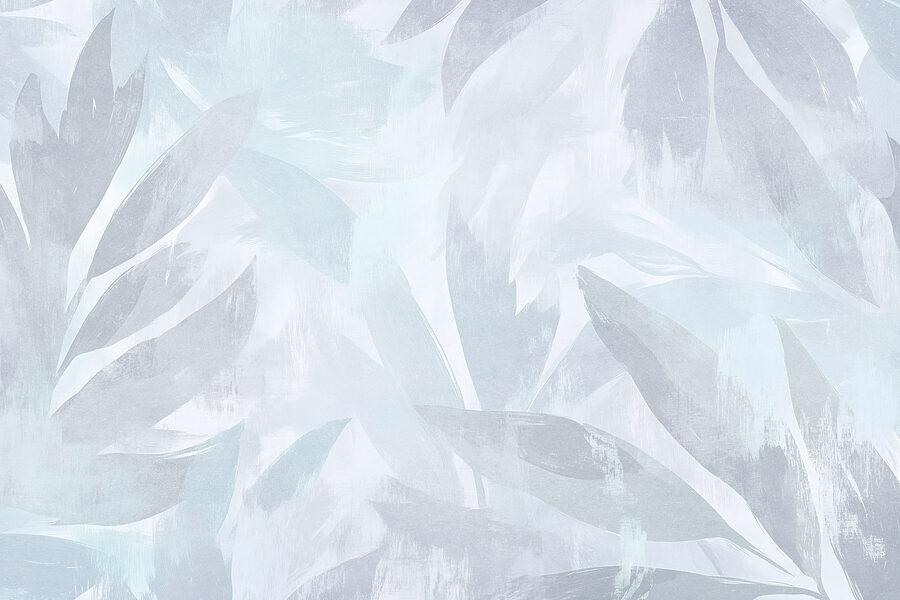 White and grey background with leaves