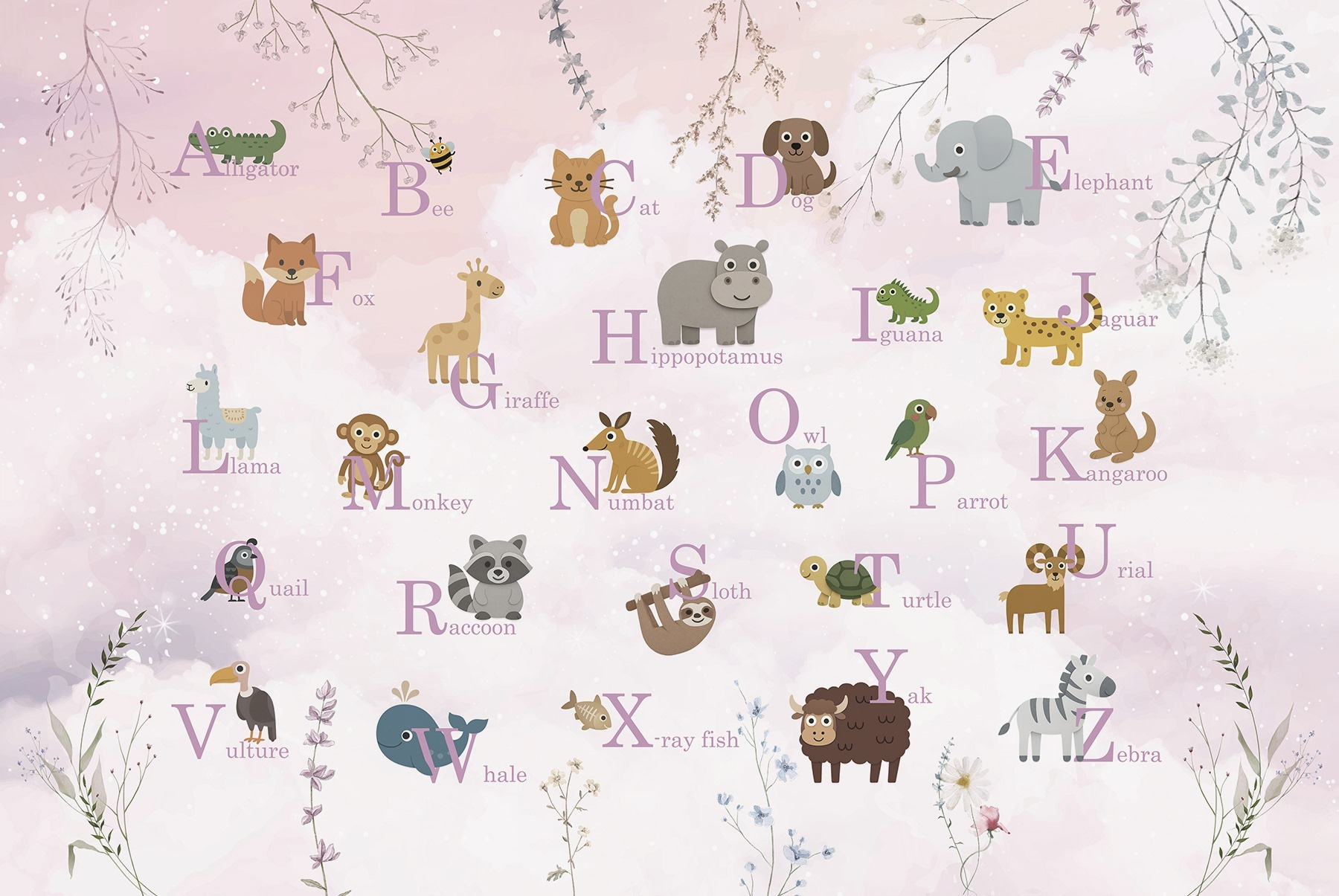 Poster with animals and letters