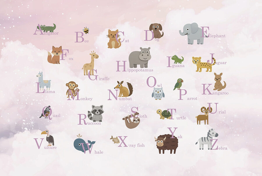 Group of animals with letters Group of animals with letters