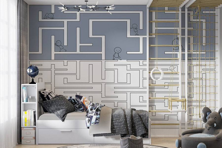 Maze with people walking on the ground