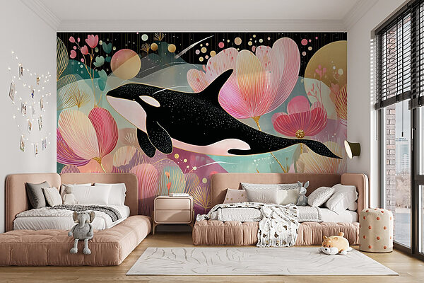 Whale swimming in the water Wall murals Whale swimming in the water