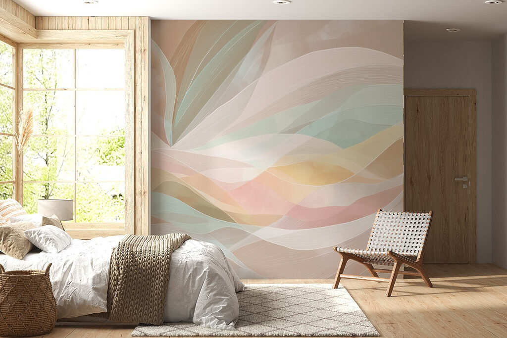 Colorful swirly lines on a brown background