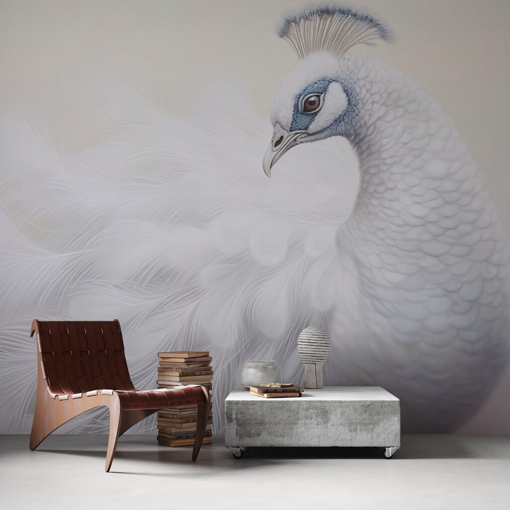White peacock with blue eyes