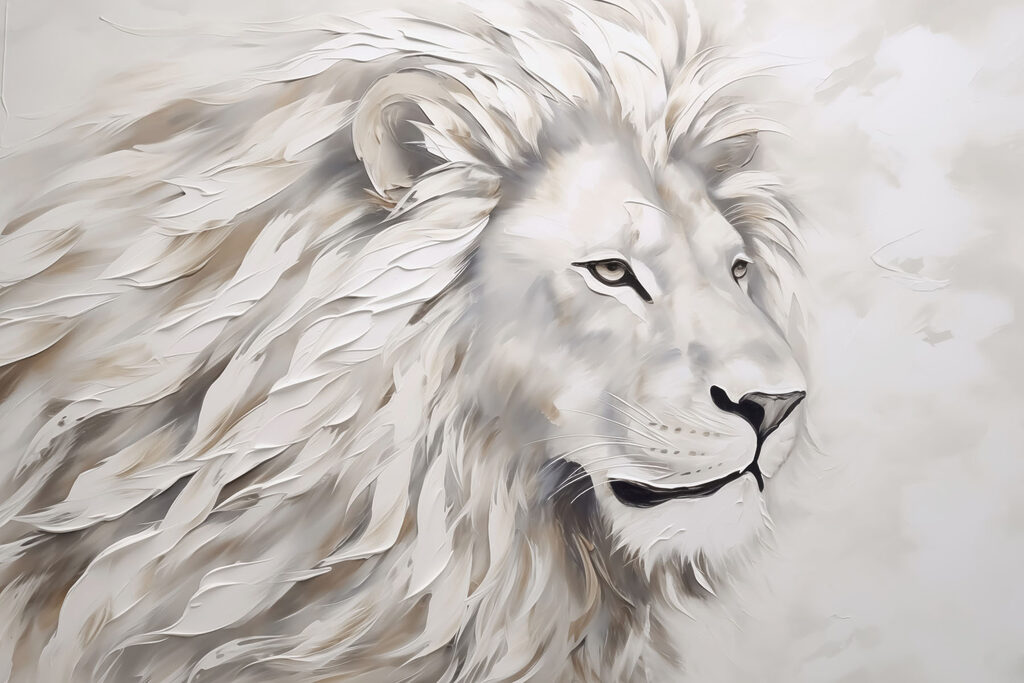 White lion with long hair White lion with long hair