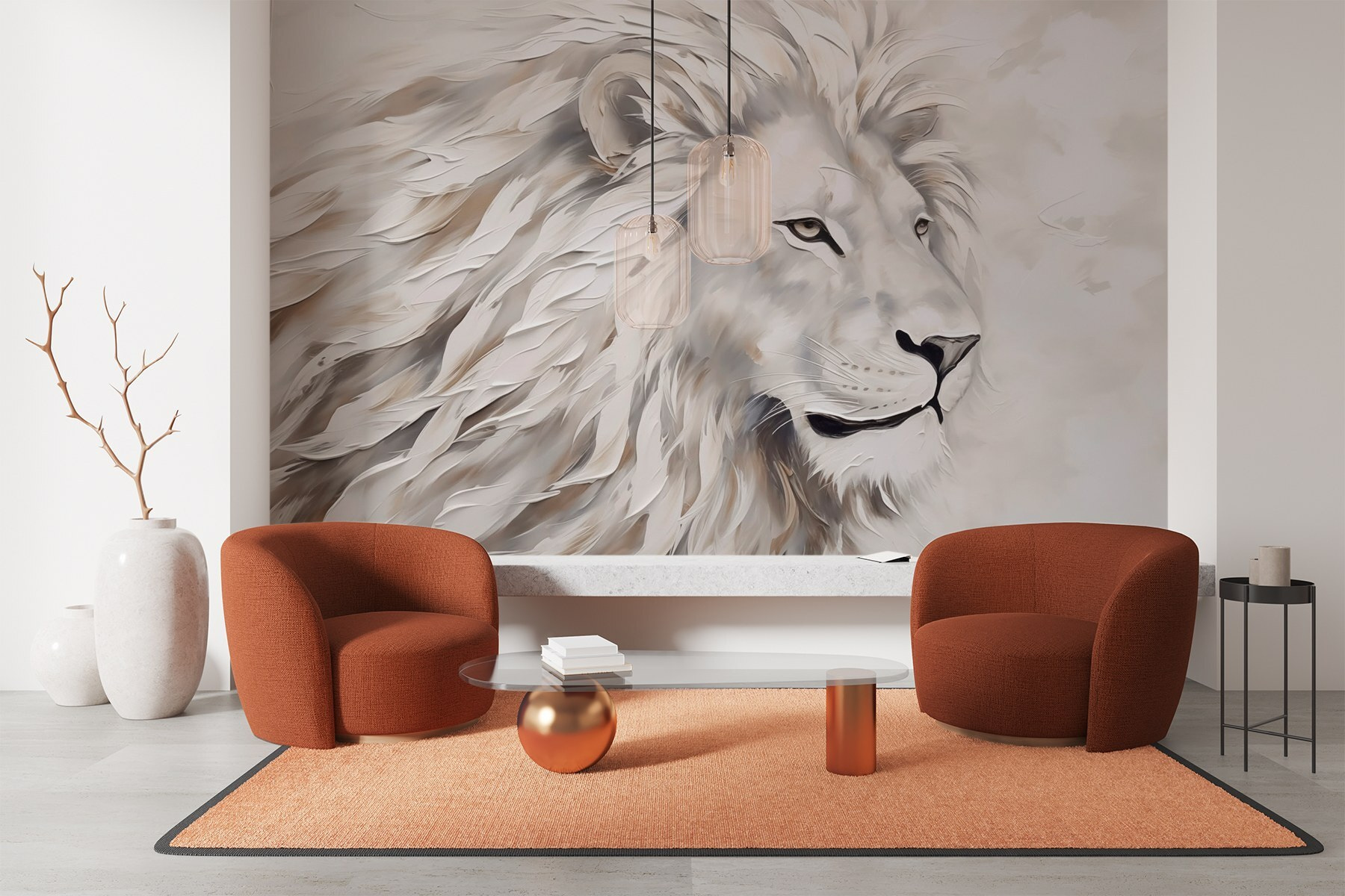 White lion with long hair
