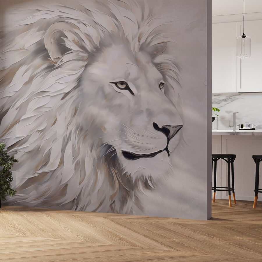 White lion with long hair