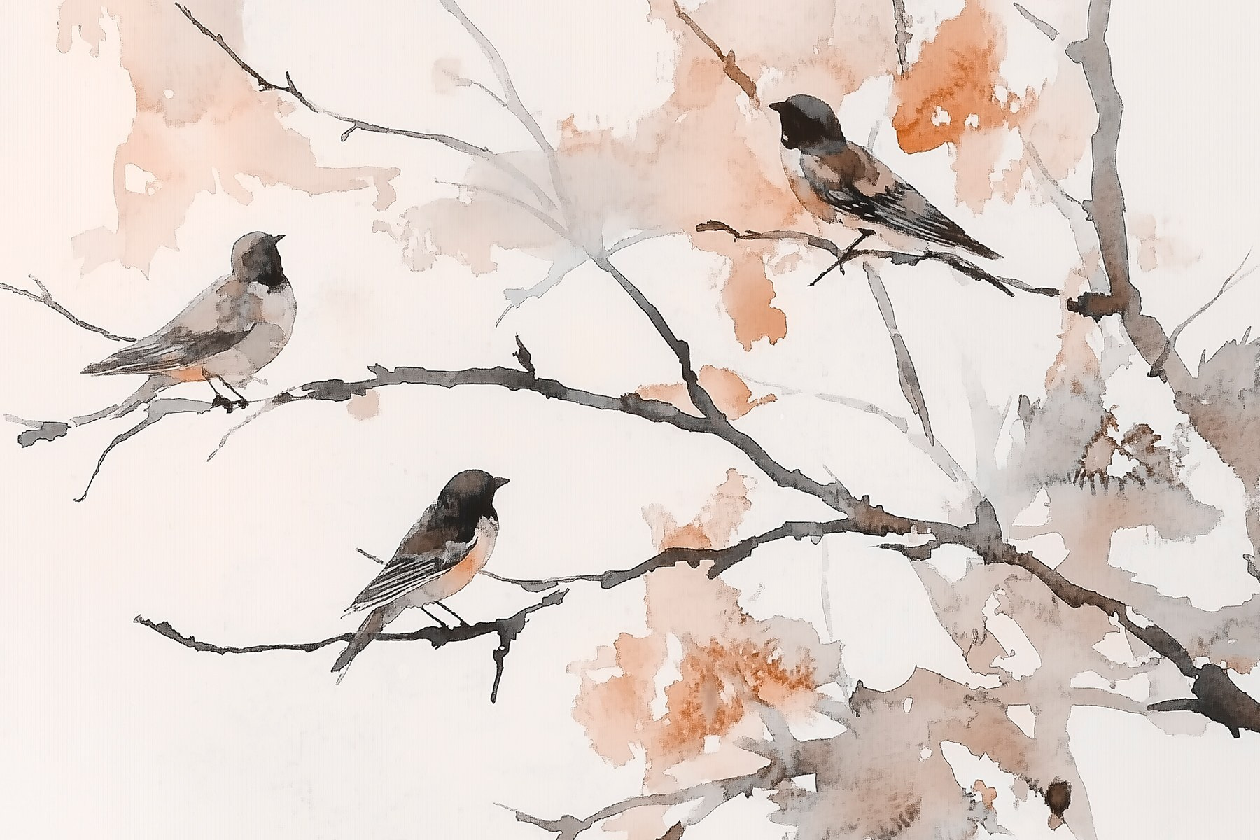 Group of birds sitting on a tree branch Group of birds sitting on a tree branch