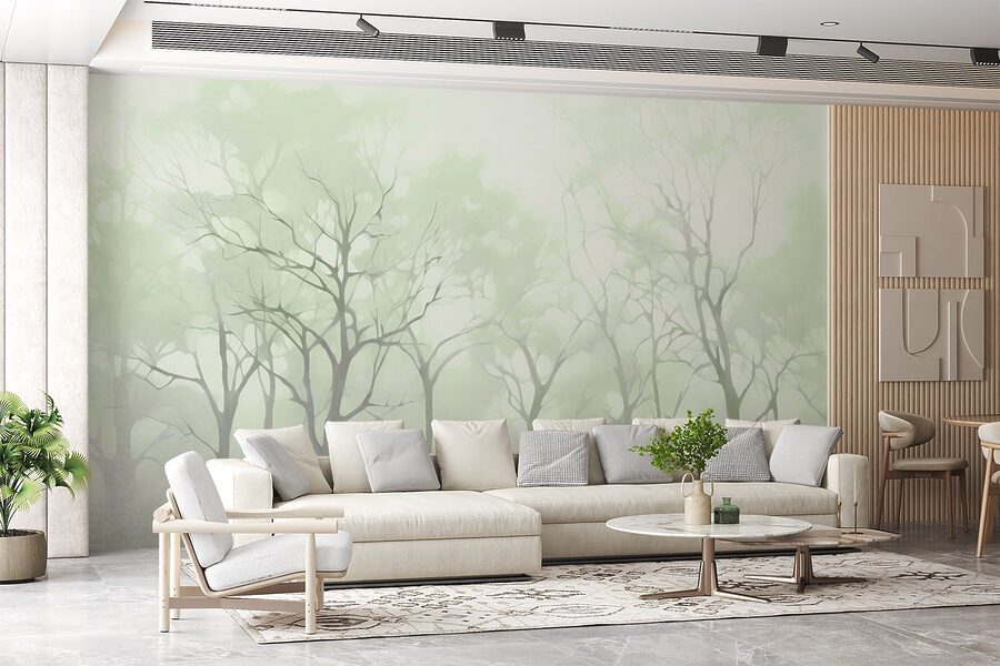 Group of trees in fog