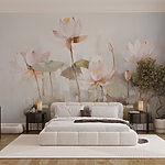 Wall mural Painting of flowers and leaves