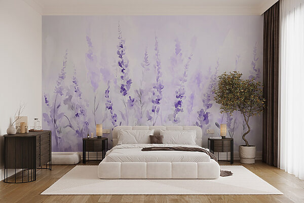 Painting of purple flowers Wall murals Painting of purple flowers