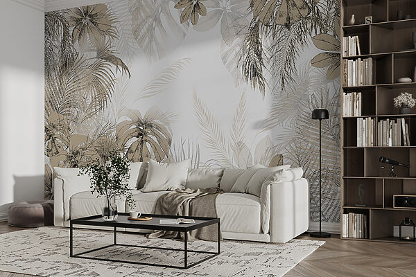 Tropical leaves in soft neutral tones. Tropical leaves in soft neutral tones.