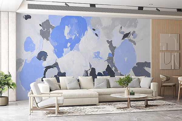 Painting of flowers in blue and grey w09070v2pig2r 600x400 - Painting of flowers in blue and grey - tegory