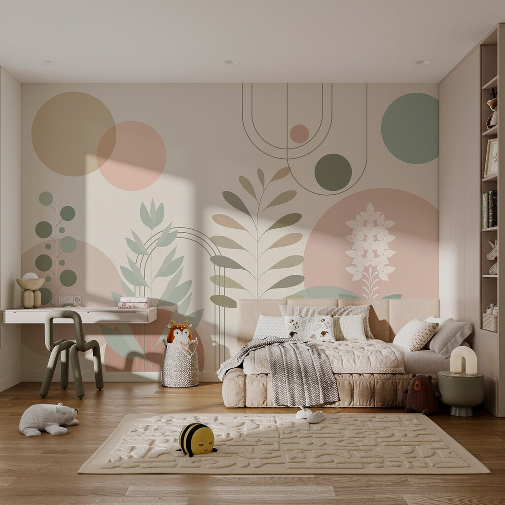 Abstract botanical design with soft colors