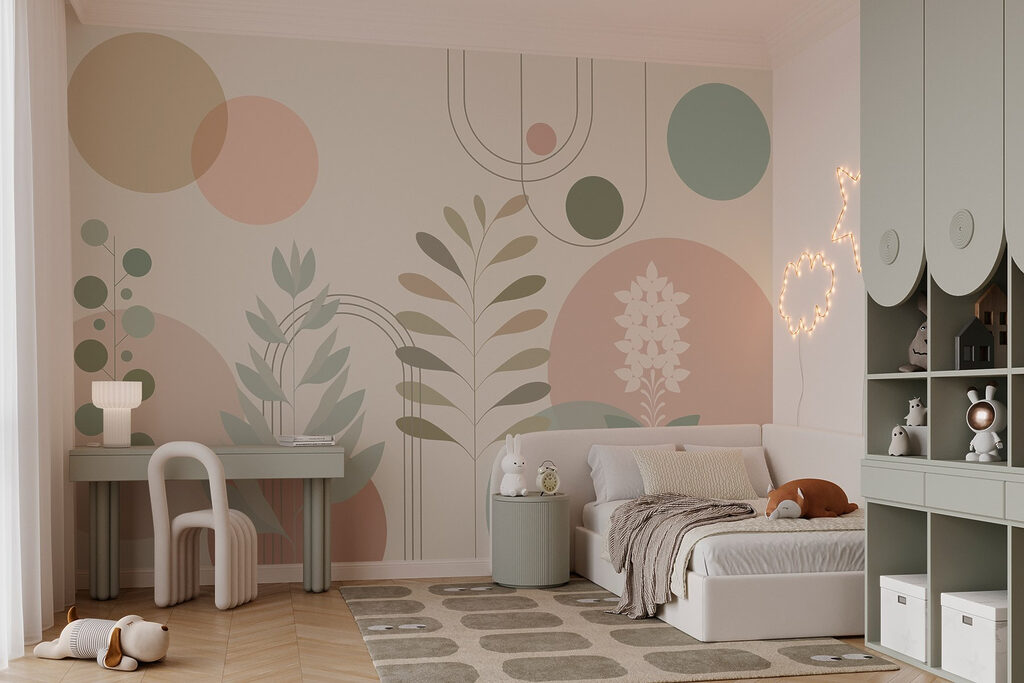 Abstract botanical design with soft colors