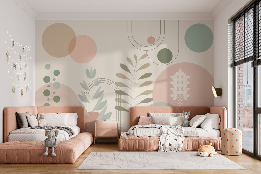 Abstract botanical design with soft colors