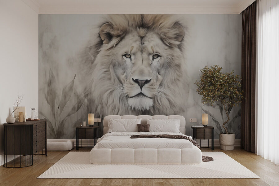 Wall murals Majestic lion in serene surroundings