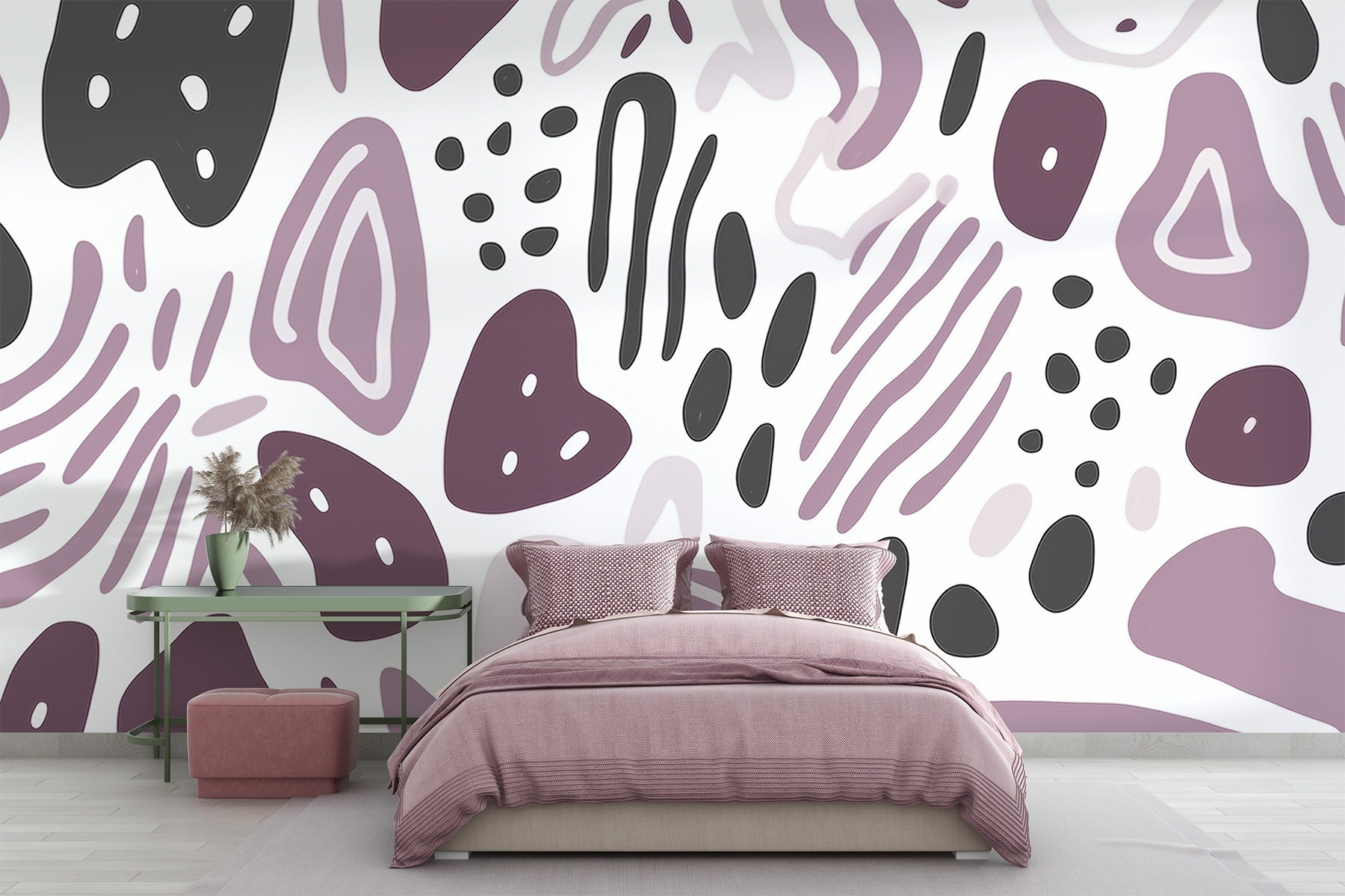 Pattern of purple and black shapes