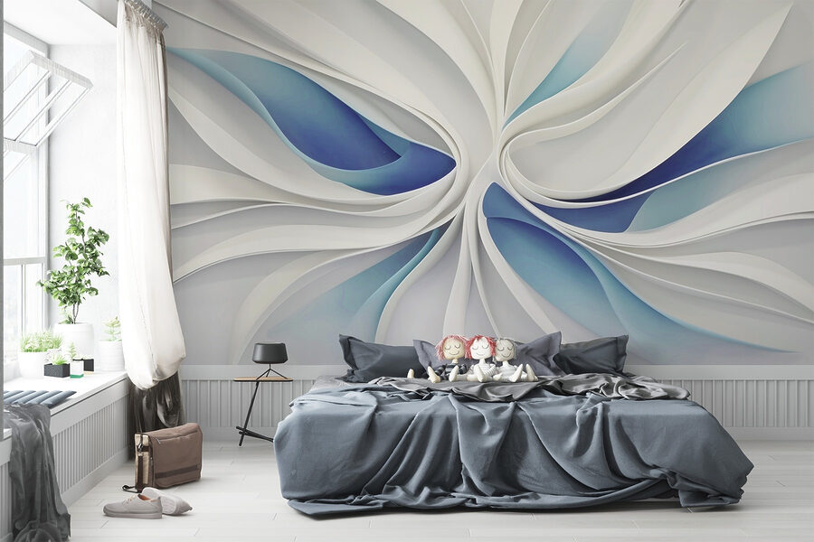 White and blue swirls