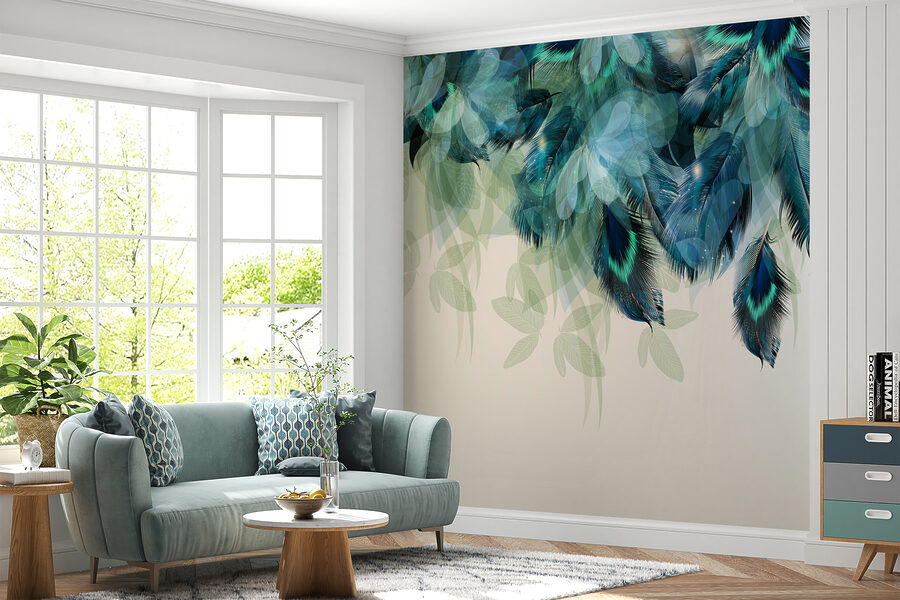 Wall murals Blue and green feathers - Image 4