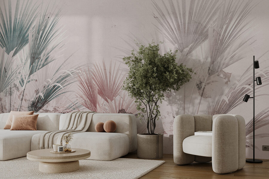 Elegant palm leaves on a soft background.