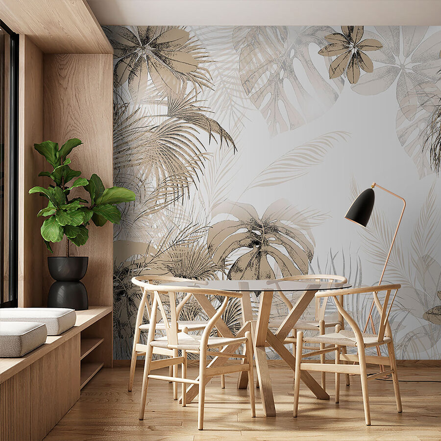 Tropical leaves in soft neutral tones. Tropical leaves in soft neutral tones.