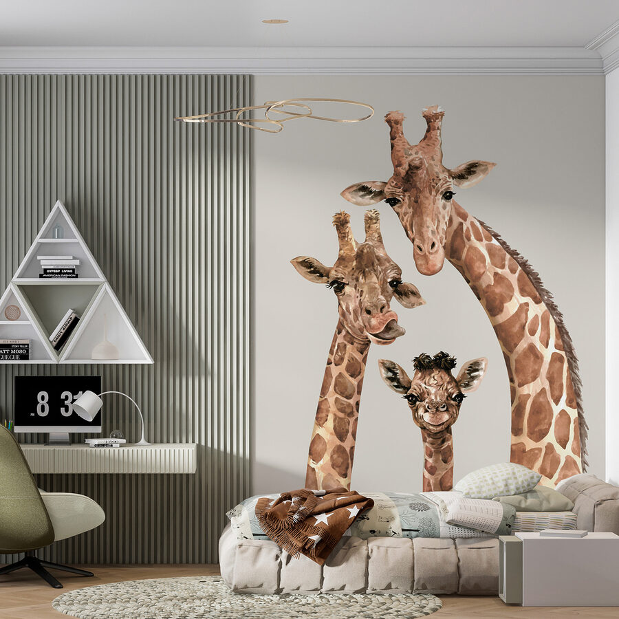 A group of giraffes with their heads together A group of giraffes with their heads together