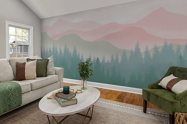 A landscape with trees and mountains A landscape with trees and mountains