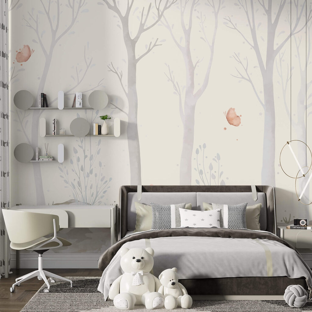 Group of trees with butterflies