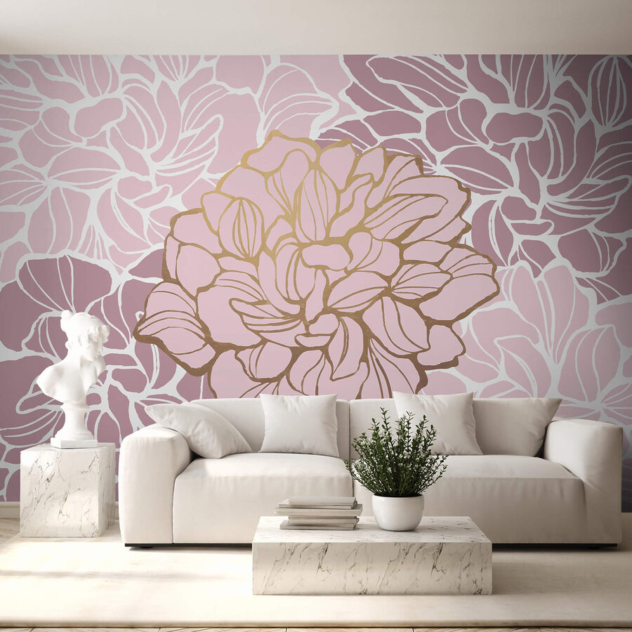 Wall murals Pink and white flower